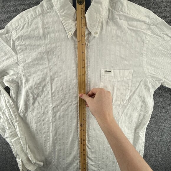 Faconnable Cotton Large Button-Down Striped White Men Pocket Long Sleeve Shirt - Picture 4 of 16